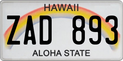 HI license plate ZAD893