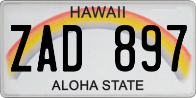 HI license plate ZAD897