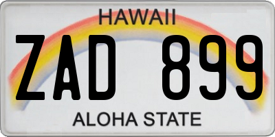 HI license plate ZAD899