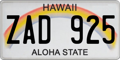 HI license plate ZAD925