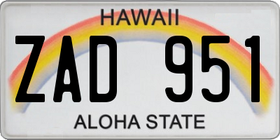 HI license plate ZAD951