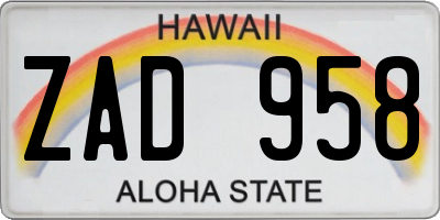HI license plate ZAD958