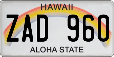 HI license plate ZAD960