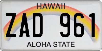 HI license plate ZAD961
