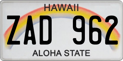HI license plate ZAD962