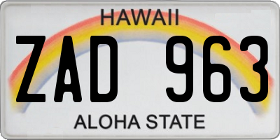 HI license plate ZAD963