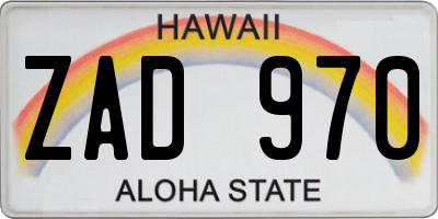 HI license plate ZAD970