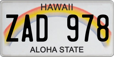 HI license plate ZAD978