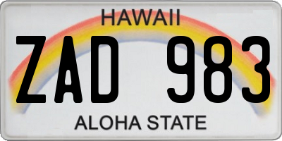 HI license plate ZAD983