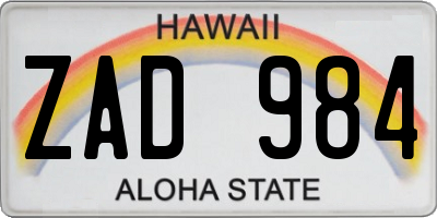HI license plate ZAD984