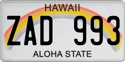 HI license plate ZAD993