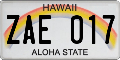 HI license plate ZAE017