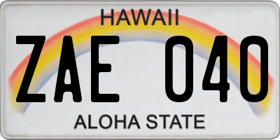 HI license plate ZAE040