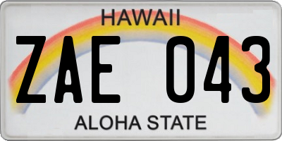 HI license plate ZAE043