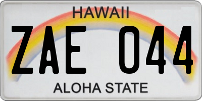 HI license plate ZAE044