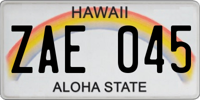 HI license plate ZAE045