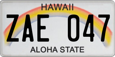 HI license plate ZAE047