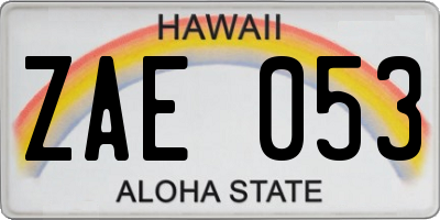 HI license plate ZAE053