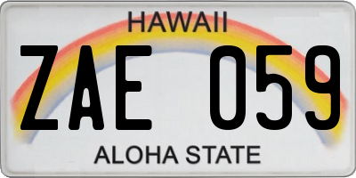 HI license plate ZAE059