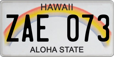 HI license plate ZAE073