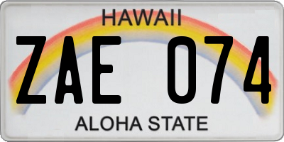 HI license plate ZAE074