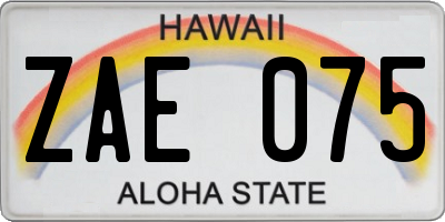 HI license plate ZAE075