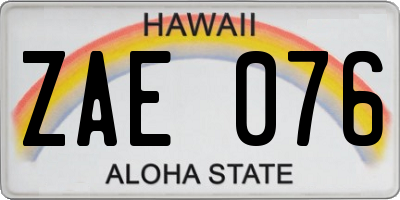 HI license plate ZAE076