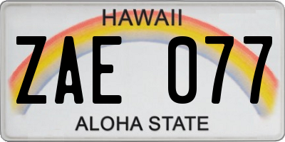 HI license plate ZAE077