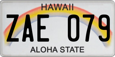 HI license plate ZAE079