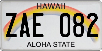 HI license plate ZAE082