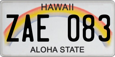 HI license plate ZAE083