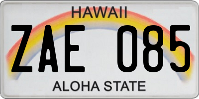 HI license plate ZAE085