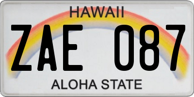 HI license plate ZAE087