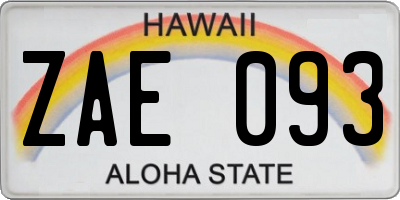 HI license plate ZAE093