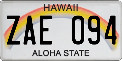 HI license plate ZAE094