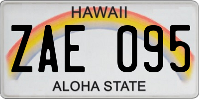 HI license plate ZAE095