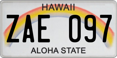 HI license plate ZAE097
