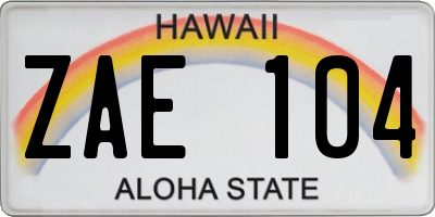 HI license plate ZAE104