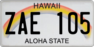 HI license plate ZAE105