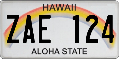 HI license plate ZAE124