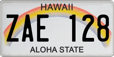 HI license plate ZAE128