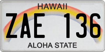 HI license plate ZAE136