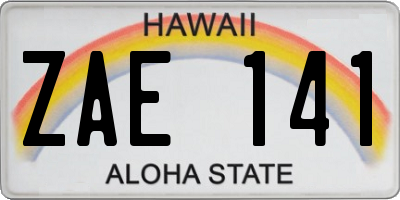 HI license plate ZAE141