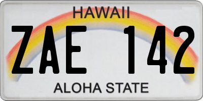HI license plate ZAE142