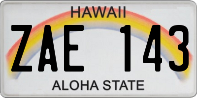 HI license plate ZAE143