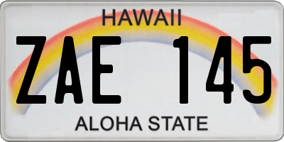 HI license plate ZAE145