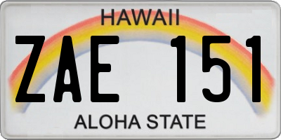 HI license plate ZAE151