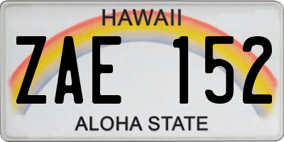 HI license plate ZAE152