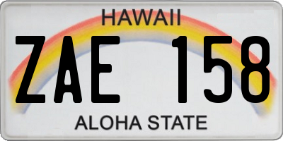 HI license plate ZAE158