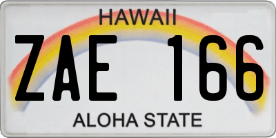 HI license plate ZAE166